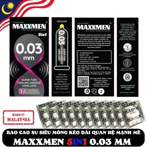 Bao Cao Su Maxxmen 5in1 Si&ecirc;u Mỏng 0.03 Truyền Nhiệt
