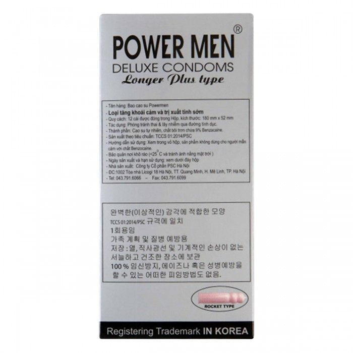 Bao Cao Su C&aacute; Ngựa Bạc Power Men Longer Plus 2