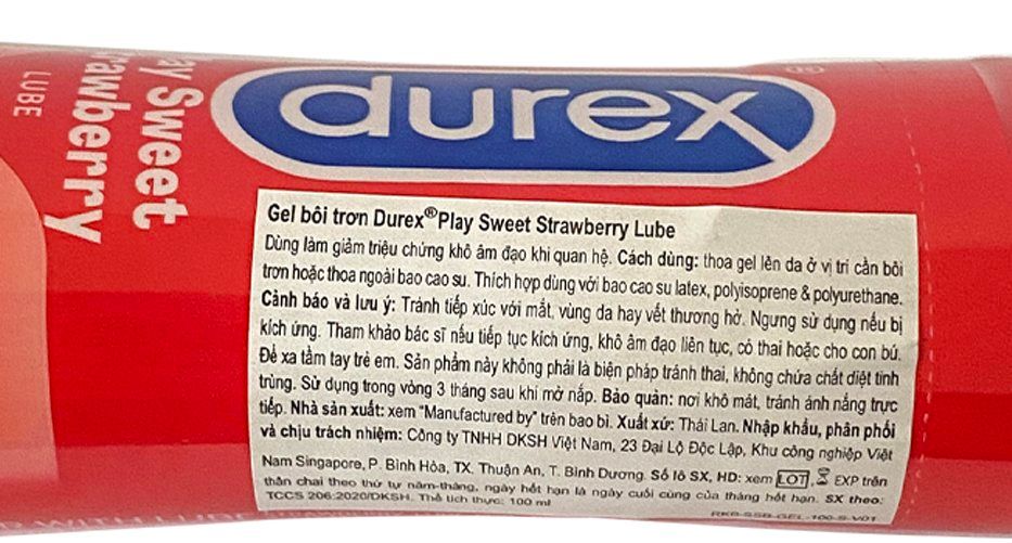 gel b&ocirc;.i trơ.n Hương D&acirc;u Durex Play Strawberry 100ml Ch&iacute;nh H&atilde;ng 3