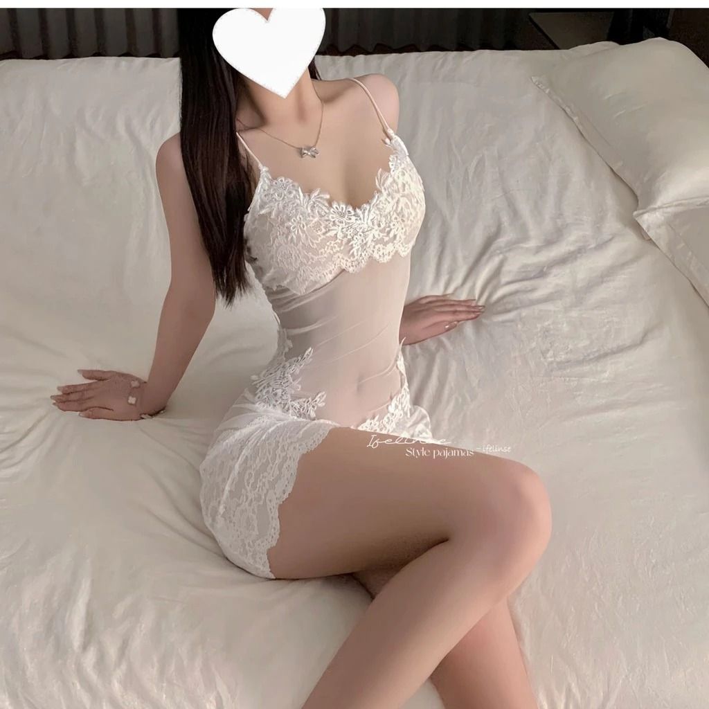 V&aacute;y Ngủ Ren Hoa Xuy&ecirc;n Thấu Đen Trắng - Chi tiết