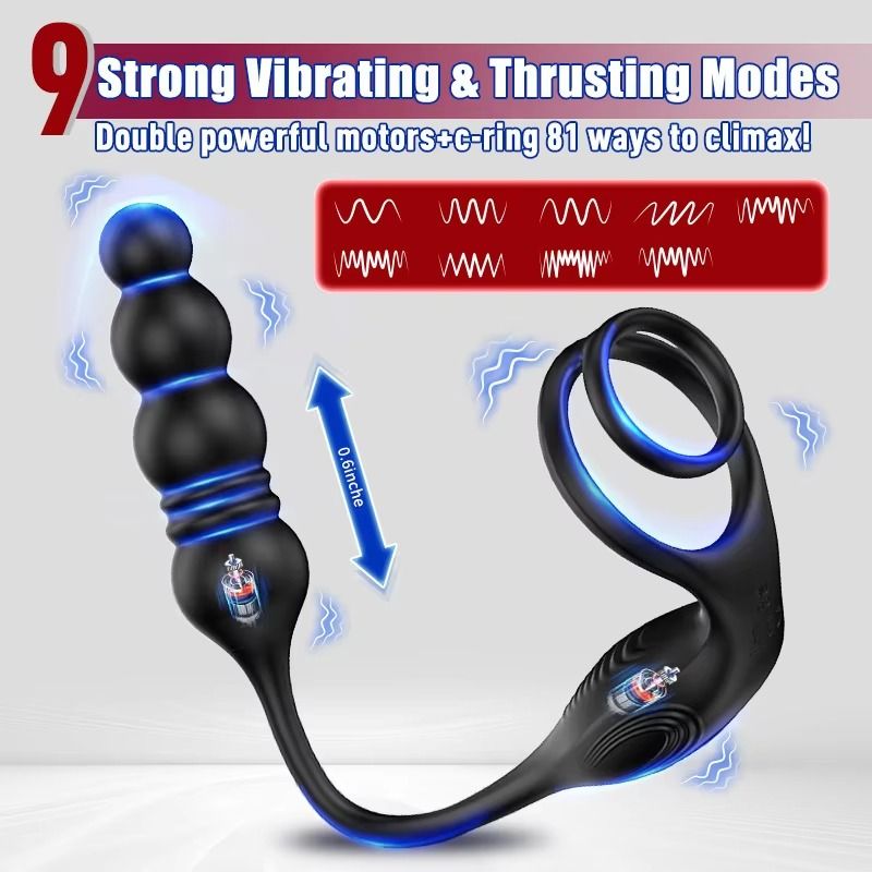 Plug Thụt Rung 3 Điểm Kết Hợp V&ograve;ng Rung Dương Vật 6
