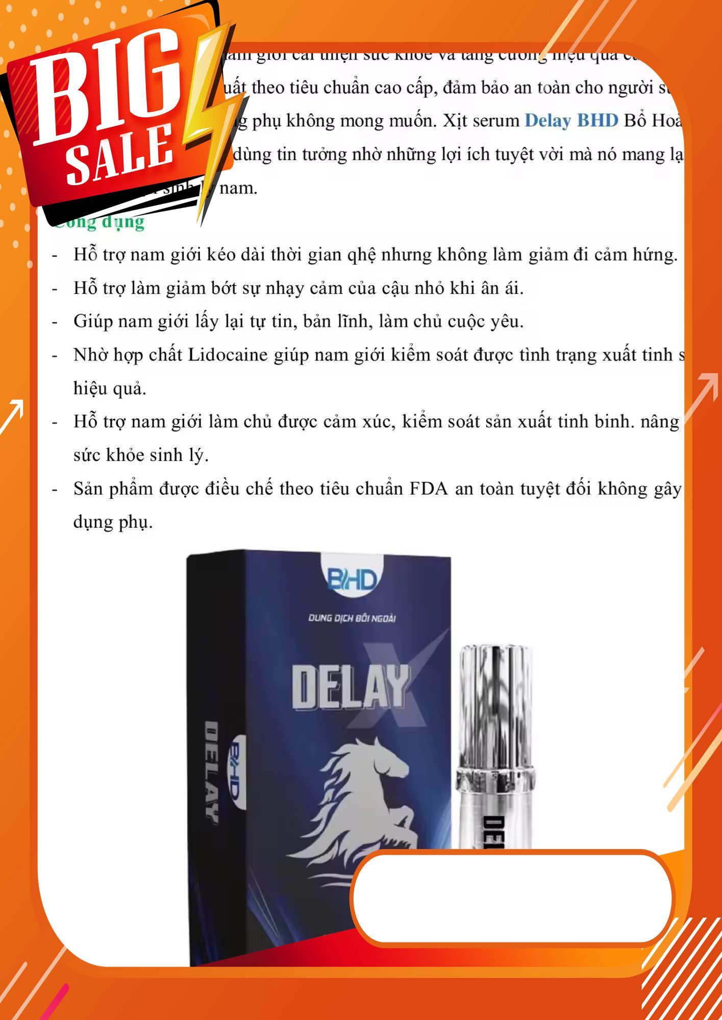 Combo 2 chai xịt nhỏ giọt B.H.D Delay X