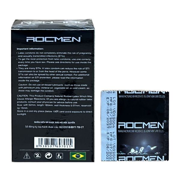 Bao cao su kéo dài quan hệ Đen Rocmen Hộp 12 cái