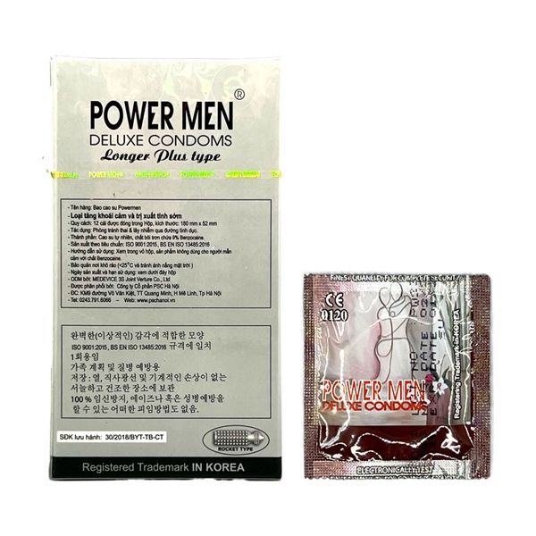 Bao cao su kéo dài quan hệ Powermen Longer Plus Hộp 12 cái