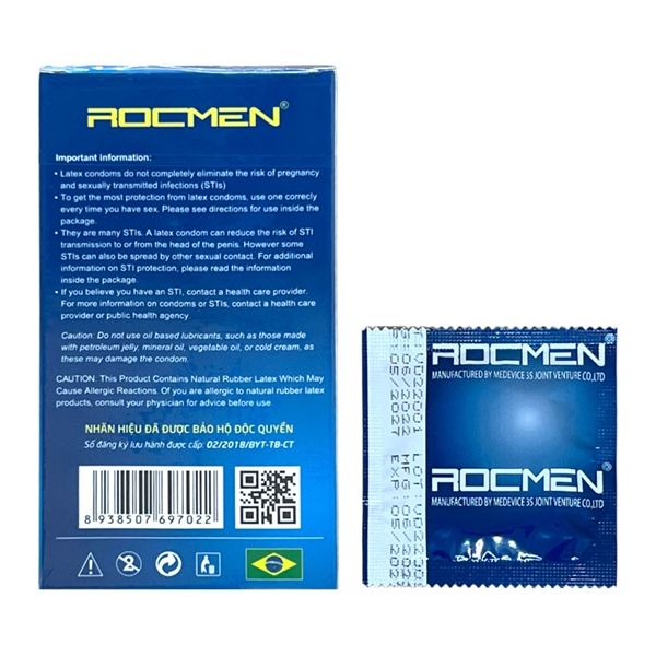 Bao cao su gân nhám Xanh Rocmen Hộp 10 cái
