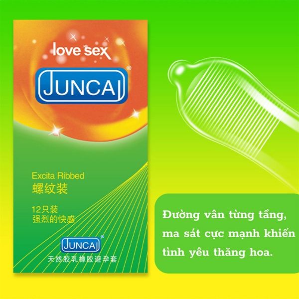 Bao cao su gân nhám Juncai Excita Ribble JC-29 Hộp 12 cái