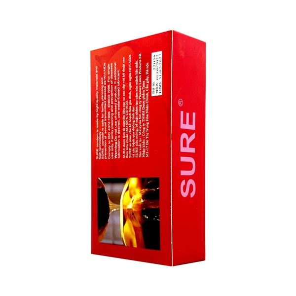 Bao cao su khách sạn nhà nghỉ Đỏ Sure Hộp 12 cái