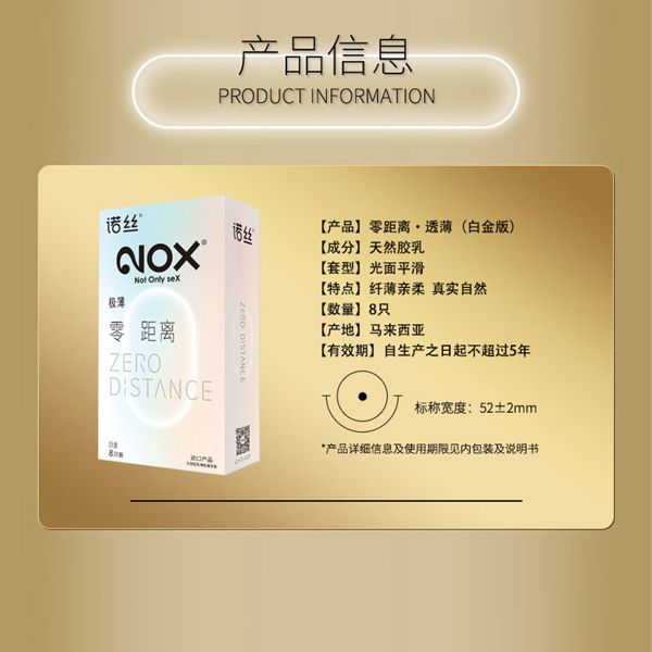Bao cao su siêu mỏng Nox 003 Zero Distance Platinum Hộp 8 cá
