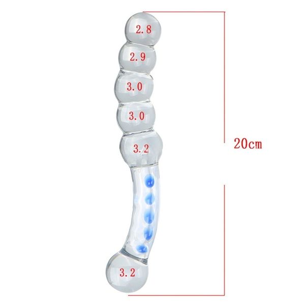 Dương vật giả Thủy Tinh 3 Cm E 5 Bi Xanh