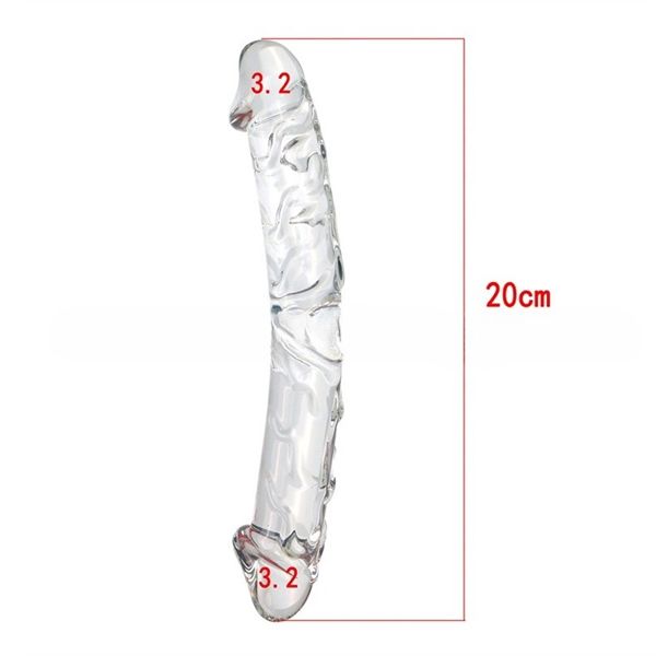 Dương vật giả Thủy Tinh Penis B 2 Đầu Gân