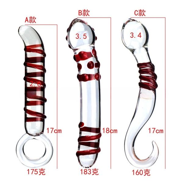 Dương vật giả Thủy Tinh Gân Đỏ B Thẳng
