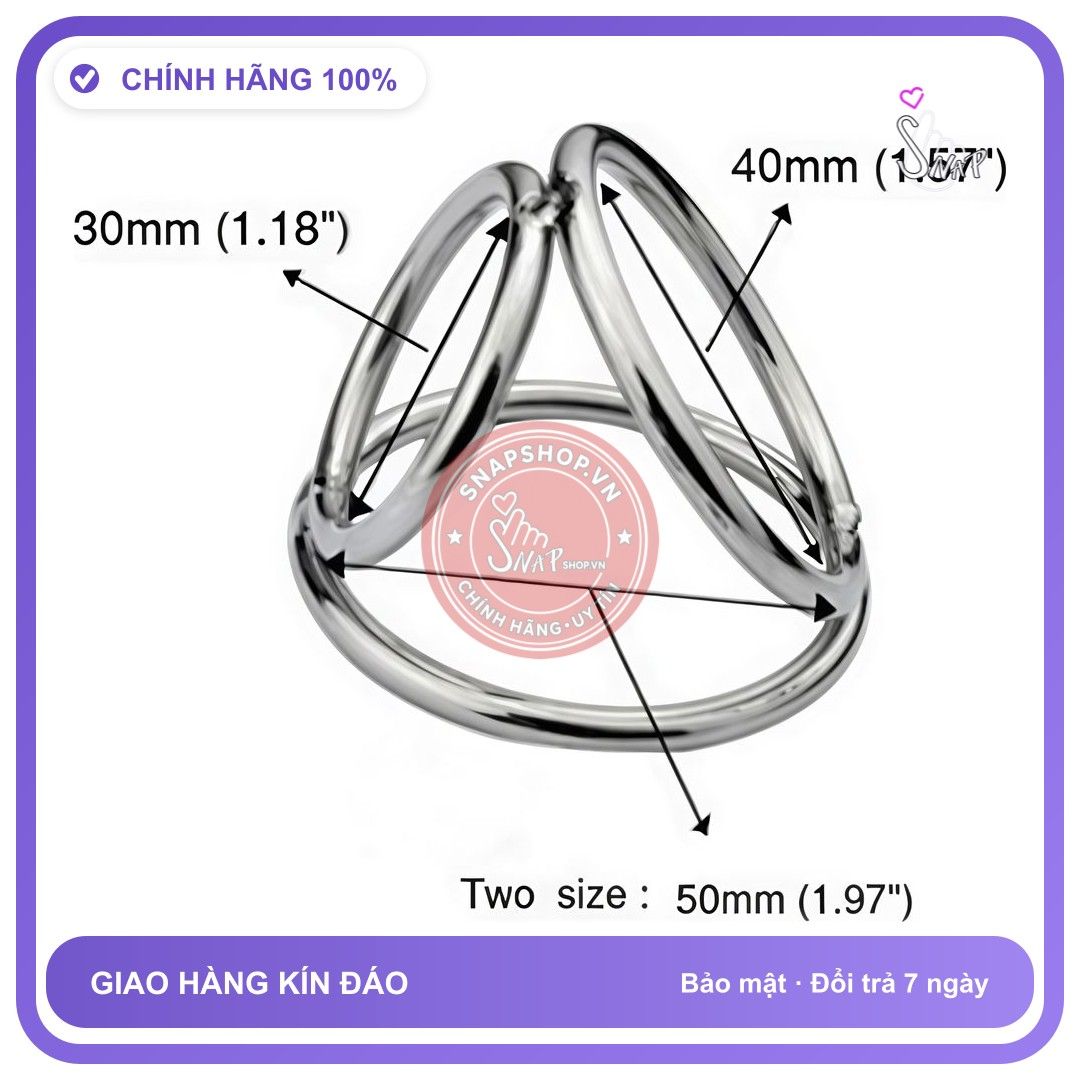 Đồ chơi người lớn Vòng đeo dương vật inox cao cấp không rỉ, 