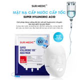 (Hàng nhập khẩu) Combo 10 mặt nạ dưỡng ẩm, cấp nước Sur.Medic Super Hyaluronic 100TM Aqua Mask