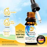 (Hàng nhập khẩu) Vitamin D3 + K2 MK7 200IE Baby&Kind Sunday Natural cho bé
