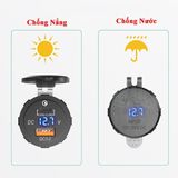 Tẩu sạc nhanh ô tô xe máy 2 cổng USB Type C chống nước chống bụi có đèn LED hiển thị báo điện áp -MTR010