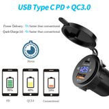 Tẩu sạc nhanh ô tô xe máy 2 cổng USB Type C chống nước chống bụi có đèn LED hiển thị báo điện áp -MTR010