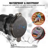 Tẩu sạc nhanh ô tô xe máy 2 cổng USB Type C chống nước chống bụi có đèn LED hiển thị báo điện áp -MTR010