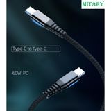 Cáp sạc nhanh lên tới 60W 2 đầu Type C bọc dù công nghệ POWER DELIVERY truyền dữ liệu tốc độ cao 236129