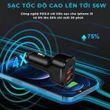 tẩu sạc nhanh ô tô, tẩu sạc xe máy 56W Công nghệ Pd3.0 Qc3.0  với 3 cổng Type C và USB và 5 chế độ bảo vệ 236156