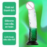 Dương vật giả xanh lá trong suốt dính tường