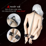 Đồ chơi BDSM còng tay xích cổ có cây giữ cố định