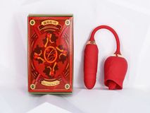 Trứng rung tình yêu hoa hồng hai đầu lưỡi liếm và trứng rung thụt