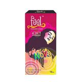 Bao cao su Feel 4in1 12 bao Flavoured & Coloured – Gân, gai và kéo dài thời gian quan hệ Hộp 12 cái