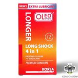 [Free Ship] Bao cao su Oleo Long Shock 4 in 1 kéo dài thời gian, gai toàn thân, hương bạc hà hộp 12 chiếc