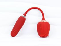 Trứng rung hoa hồng hai đầu lưỡi đánh và trứng rung thụt pin sạc