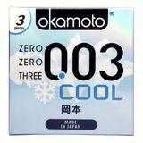 Bao Cao Su Okamoto 0.03 Cool Siêu Mỏng Bóng Láng Mát Lạnh Hộp 3 Cái Chính Hãng 363140