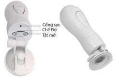 Âm Đạo Giả Nguỵ Trang Đèn Pin 12 Chế Độ Rung Rung Crazy Bull Flora Trắng Baile 364409