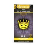 Bao Cao Su Okamoto Crown - Siêu Mỏng , Trơn , Truyền Nhiệt chân thật - Hộp 10 Cái