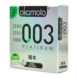 Bao Cao Su Okamoto 0.03 Platinum - Hộp 3 Cái, Siêu Mỏng - Trong Suốt