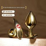 Phích Cấm Hậu Môn Inox Mạ Vàng Sang Trọng Cao Cấp Gold Kim Cương Đỏ