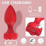 Phích Cắm Massage Hậu Môn Silicone Mềm Cao Cấp Rung 10 Chế Độ Rose Red Kiêu sa Quý Phái