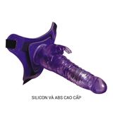 Dương vật giả có dây đeo Silicone Siêu Mềm 10 Chế Độ Rung Thông Minh Aphrodisia Harness Rabbit Dong 8.5 inch - Điều Khiển Remote