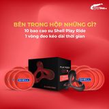 Bao cao su Shell Play Rider 6 tính năng  Hộp 10 cái 1 vòng đeo kéo dài thời gian cao cấp chính hãng 