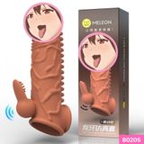 (Có Video) Bao cao su đôn dên Meleon dài 16.5cm thân gai có rung cao cấp chính hãng