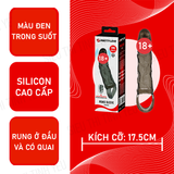 (Có Video) Bao cao su Pretty Love Carson dài 17.5cm màu đen có quai đeo rung ở đầu dùng pin