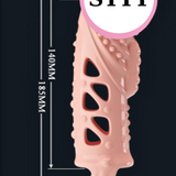Bao cao su Pretty Love Penis Sleeve dài 18.5cm màu da có quai đeo rung ở thân dùng pin