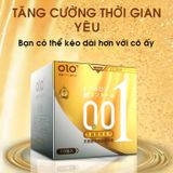Bao cao su OLO 0.01 Zero Vàng siêu mỏng mình gai hạt nổi nhỏ kéo dài thời gian Hộp 10 cái  382508