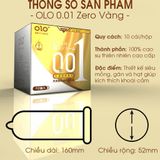 Bao cao su OLO 0.01 Zero Vàng siêu mỏng mình gai hạt nổi nhỏ kéo dài thời gian Hộp 10 cái  382508
