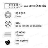 Bao cao su OLO 0.01 Vàng mình gai hạt nổi nhỏ siêu mỏng kéo dài thời gian Hộp 10 cái 382510
