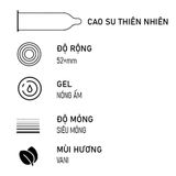 Bao cao su OLO 0.01 Đỏ ống tròn siêu mỏng nóng ấm Hộp 10 cái 382514