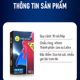 Bao cao su Meleon Supermen nhiều gel  bó sát Hộp 10 cái