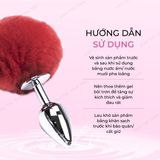 Phích cắm hậu môn inox đuôi thỏ đỏ quyến rũ Bunny Red