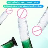 ( CÓ VIDEO ) Dương vật giả giá rẻ có đế trong suốt Xanh Jiuai Green