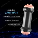 (Có video)Cốc âm đạo cầm tay 2 đầu mềm mịn Lovetoy Training Master Blue 