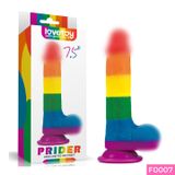 (Có video) Dương vật giả dính tường đa sắc Lovetoy Prider LGBT Style 7.5