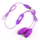  Trứng rung 2 đầu có dây sạc USB silicon với 10 tần số